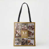 Stijlvol monogram en fotocollage gepersonaliseerd tote bag (Voorkant)