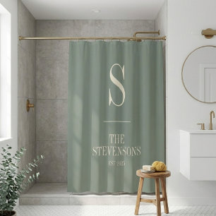 Stijlvol monogram Est Sage Groen Klassieke familie Douchegordijn