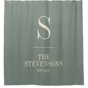 Stijlvol monogram Est Sage Groen Klassieke familie Douchegordijn