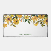 Stijlvol Monogram Geel Waterverf bloemmotief Bureaumat (Voorkant)