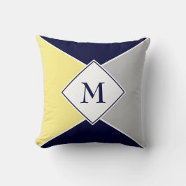 Stijlvol MONOGRAM geometrisch | Melkgeel grijs Kussen