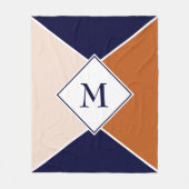 Stijlvol MONOGRAM Geometrisch | Navy Tan Crème Fleece Deken (Voorkant)
