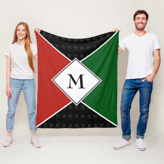 Stijlvol MONOGRAM geometrisch | PanAfrikaanse kleu Fleece Deken (In situ)