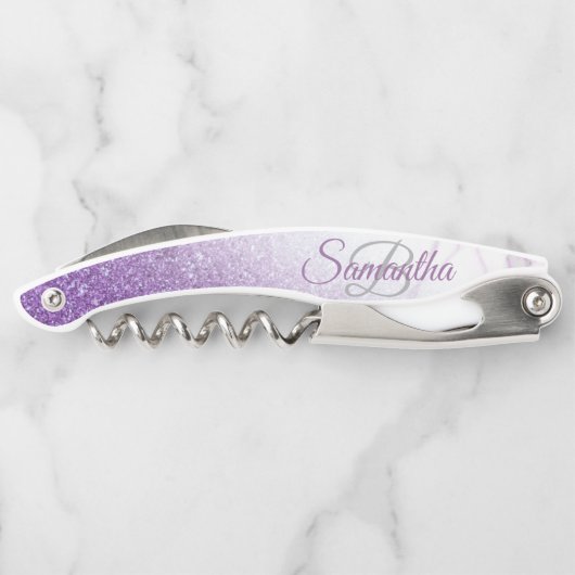 Stijlvol monogram Glitter Waiter's Corkschroef Kurkentrekker (Achterkant)