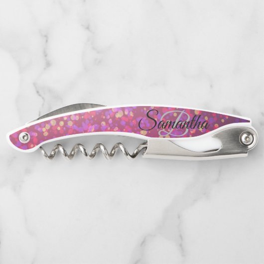 Stijlvol monogram Glitter Waiter's Corkschroef Kurkentrekker (Achterkant)