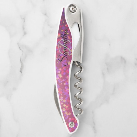 Stijlvol monogram Glitter Waiter's Corkschroef Kurkentrekker (Achterkant)