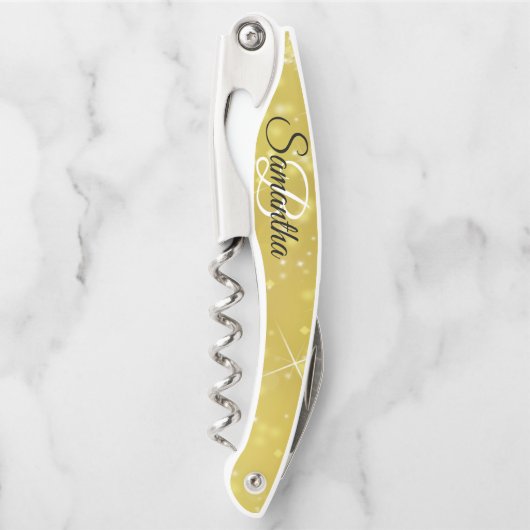 Stijlvol monogram Glitter Waiter's Corkschroef Kurkentrekker (Voorkant)