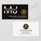 Stijlvol monogram Gold Border Line Car Mechanic Visitekaartje (Voorkant / Achterkant)