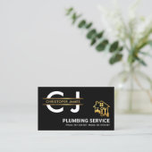 Stijlvol Monogram Gold Placard Border Plumber Visitekaartje (Staand voorkant)