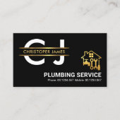 Stijlvol Monogram Gold Placard Border Plumber Visitekaartje (Voorkant)