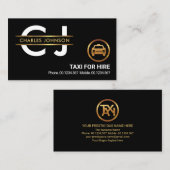 Stijlvol Monogram Gold Placard Border Taxi Driver Visitekaartje (Voorkant / Achterkant)
