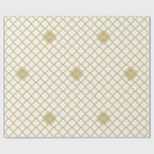 Stijlvol monogram Gold Quatrefoil Pattern Weddensc Cadeaupapier (Vlak)