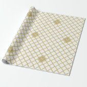 Stijlvol monogram Gold Quatrefoil Pattern Weddensc Cadeaupapier (Uitgerold)