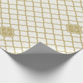 Stijlvol monogram Gold Quatrefoil Pattern Weddensc Cadeaupapier (Hoek)