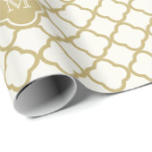 Stijlvol monogram Gold Quatrefoil Pattern Weddensc Cadeaupapier (Rol Hoek)