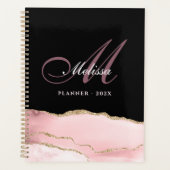 stijlvol monogram goud en blush agate planner (Voorkant)