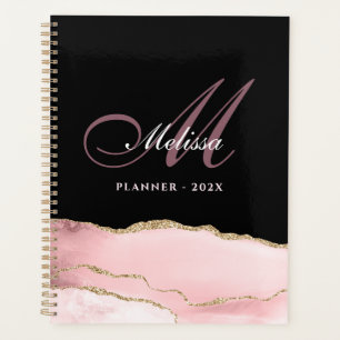 stijlvol monogram goud en blush agate planner