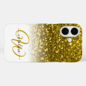Stijlvol monogram goud glitter naam wit Case-Mate iPhone case (Achterkant (horizontaal))