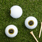 Stijlvol monogram goud glitter naam zwart golfballen (Insitu Gras)