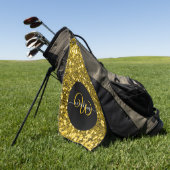 Stijlvol monogram goud glitter naam zwart golfhanddoek (Groen)