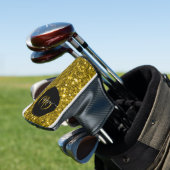 Stijlvol monogram goud glitter naam zwart golfheadcover (Insitu)