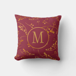 Stijlvol monogram goud masala roze bes patroon kussen
