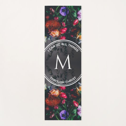 Stijlvol Monogram GRAY Floral Bouquet Yogamat (Voorkant)