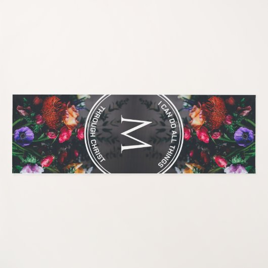 Stijlvol Monogram GRAY Floral Bouquet Yogamat (Voorkant (horizontaal))
