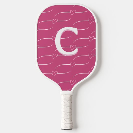 Stijlvol monogram hartpatroon pickleball paddle (Voorkant)