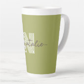 Stijlvol monogram initiaal en kalligrafie Olive Latte Mok (Rechterhoek)