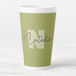Stijlvol monogram initiaal en kalligrafie Olive Latte Mok