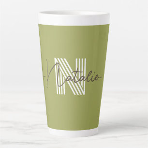 Stijlvol monogram initiaal en kalligrafie Olive Latte Mok