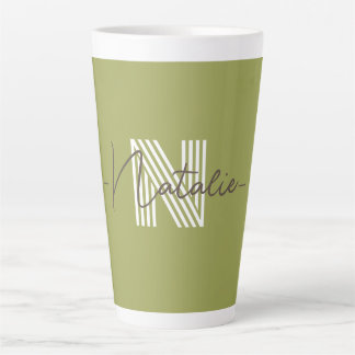 Stijlvol monogram initiaal en kalligrafie Olive Latte Mok