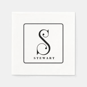 Stijlvol monogram Initiaal S, achternaam bewerkbaa Servet