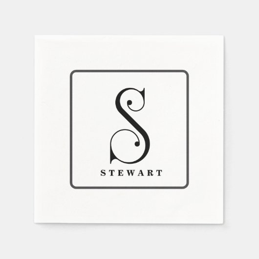 Stijlvol monogram Initiaal S, achternaam bewerkbaa Servet (Voorkant)