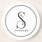 Stijlvol monogram Initiaal S, achternaam bewerkbaa Zandsteen Onderzetter (Voorkant)