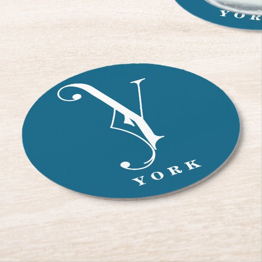Stijlvol monogram Initiaal Y, achternaam bewerkbaa Ronde Kartonnen Onderzetter (Gebogen)
