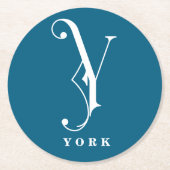Stijlvol monogram Initiaal Y, achternaam bewerkbaa Ronde Kartonnen Onderzetter (Voorkant)