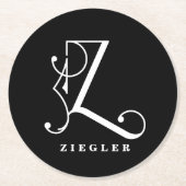 Stijlvol monogram Initiaal Z, achternaam bewerkbaa Ronde Kartonnen Onderzetter (Voorkant)