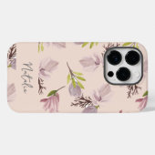 Stijlvol monogram kalligrafie roze florale patroon Case-Mate iPhone case (Achterkant (horizontaal))