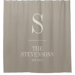 Stijlvol monogram klassieke familie Est Taupe Brow Douchegordijn