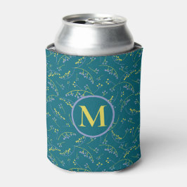 Stijlvol monogram lila geel groen patroon blikjeskoeler