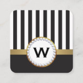 Stijlvol Monogram Luxe verticale strepen Vierkante Visitekaartje (Voorkant)