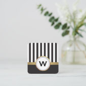 Stijlvol Monogram Luxe verticale strepen Vierkante Visitekaartje (Staand voorkant)