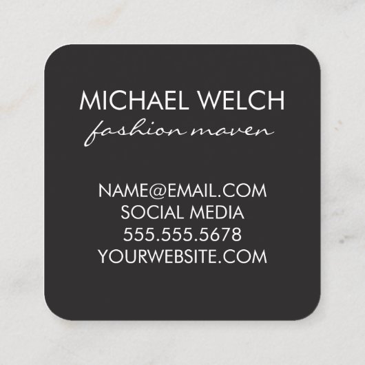 Stijlvol Monogram Luxe verticale strepen Vierkante Visitekaartje (Achterkant)