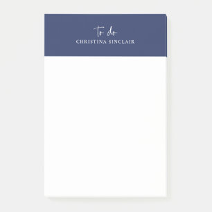 Stijlvol Monogram Marine Blue Trendy Script om te Post-it® Notes