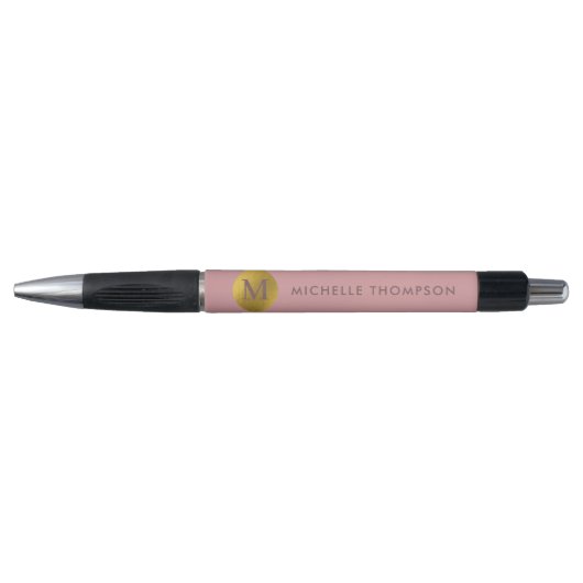 Stijlvol monogram Matig elegant zwart roze goud Pen (Voorkant)