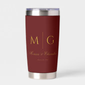 Stijlvol monogram met koppelnaam bordeauxrood geïsoleerde drinkbeker (Voorkant)