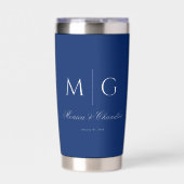 Stijlvol monogram met koppelnaam navy geïsoleerde drinkbeker (Voorkant)