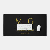 Stijlvol monogram met koppelnaam zwart bureaumat (Keyboard & Muis)